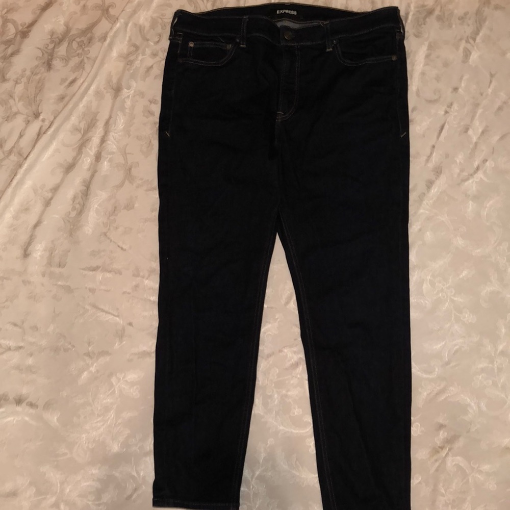 express super skinny dark wash hyper stretch jeans